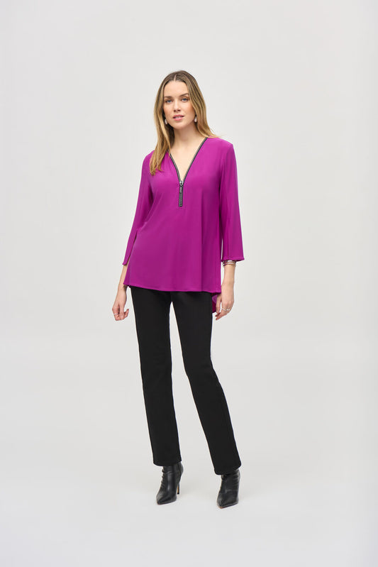 Feminine Zipper Flare Top