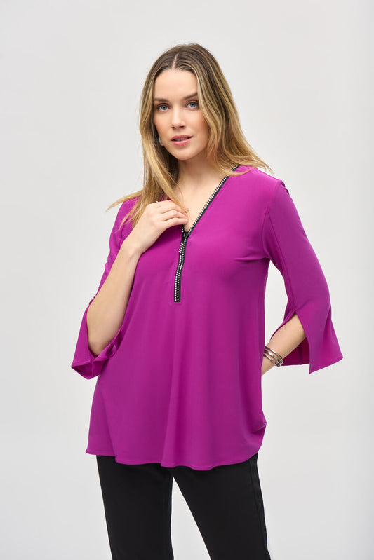 Feminine Zipper Flare Top