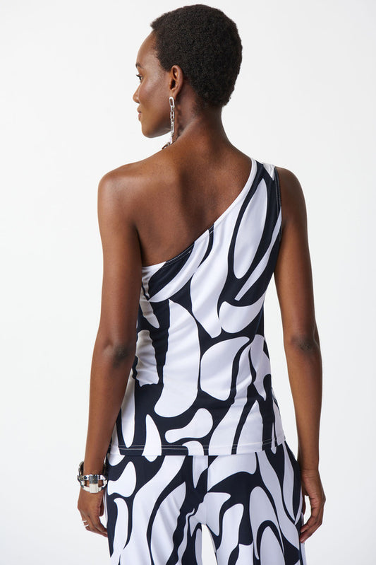Abstract Print One-shoulder Top