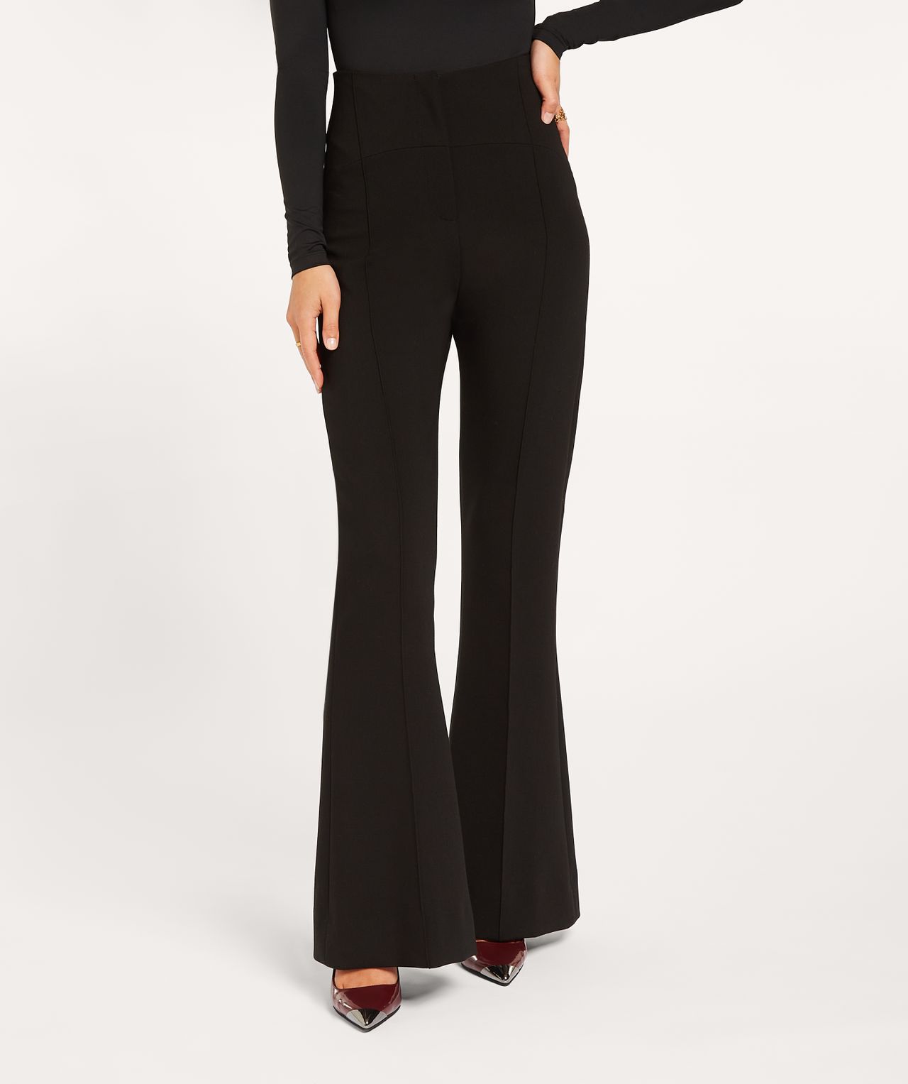 KIT fitted flared trousers - black