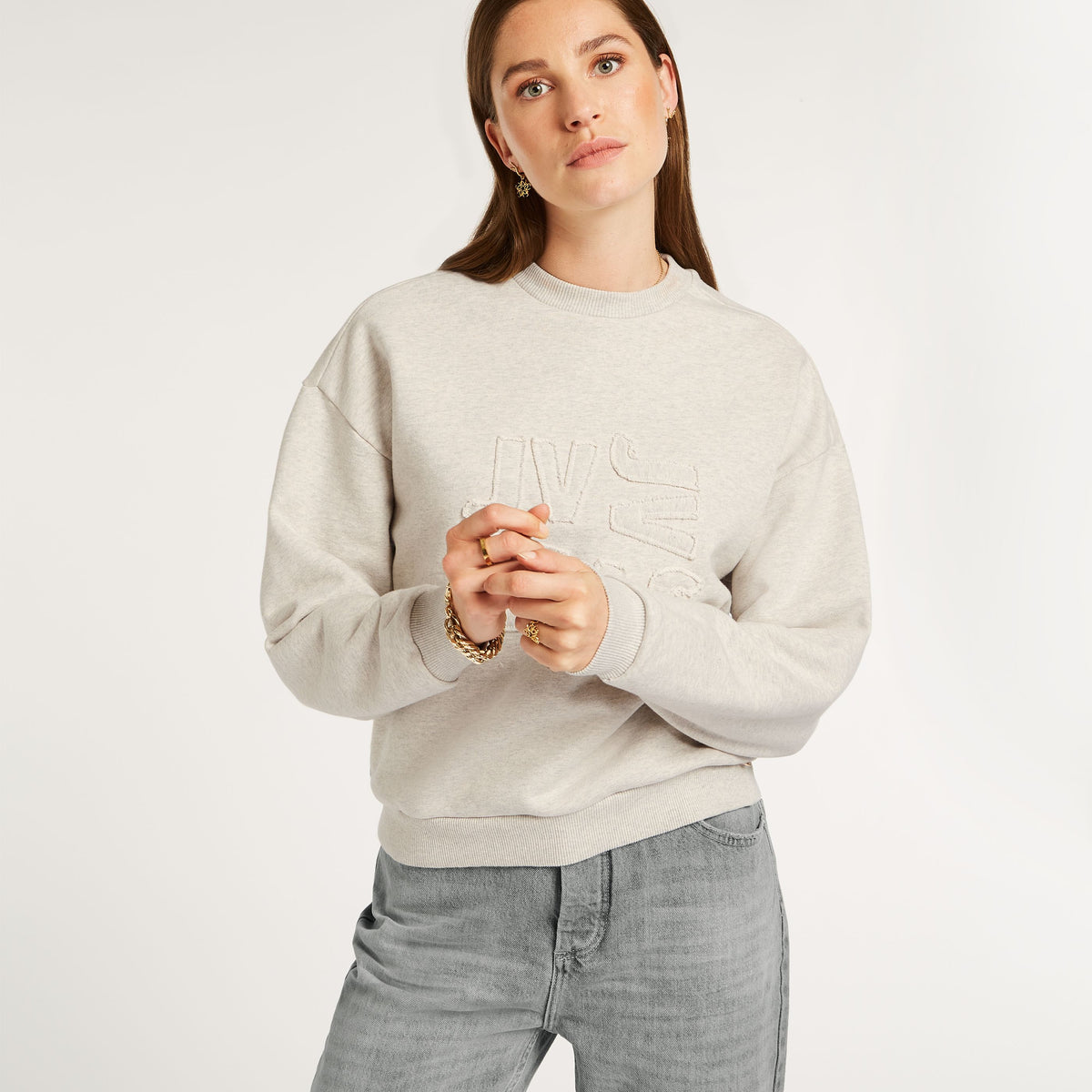 LENTHE regular fit sweater - salt melange – Vanessa Salgado