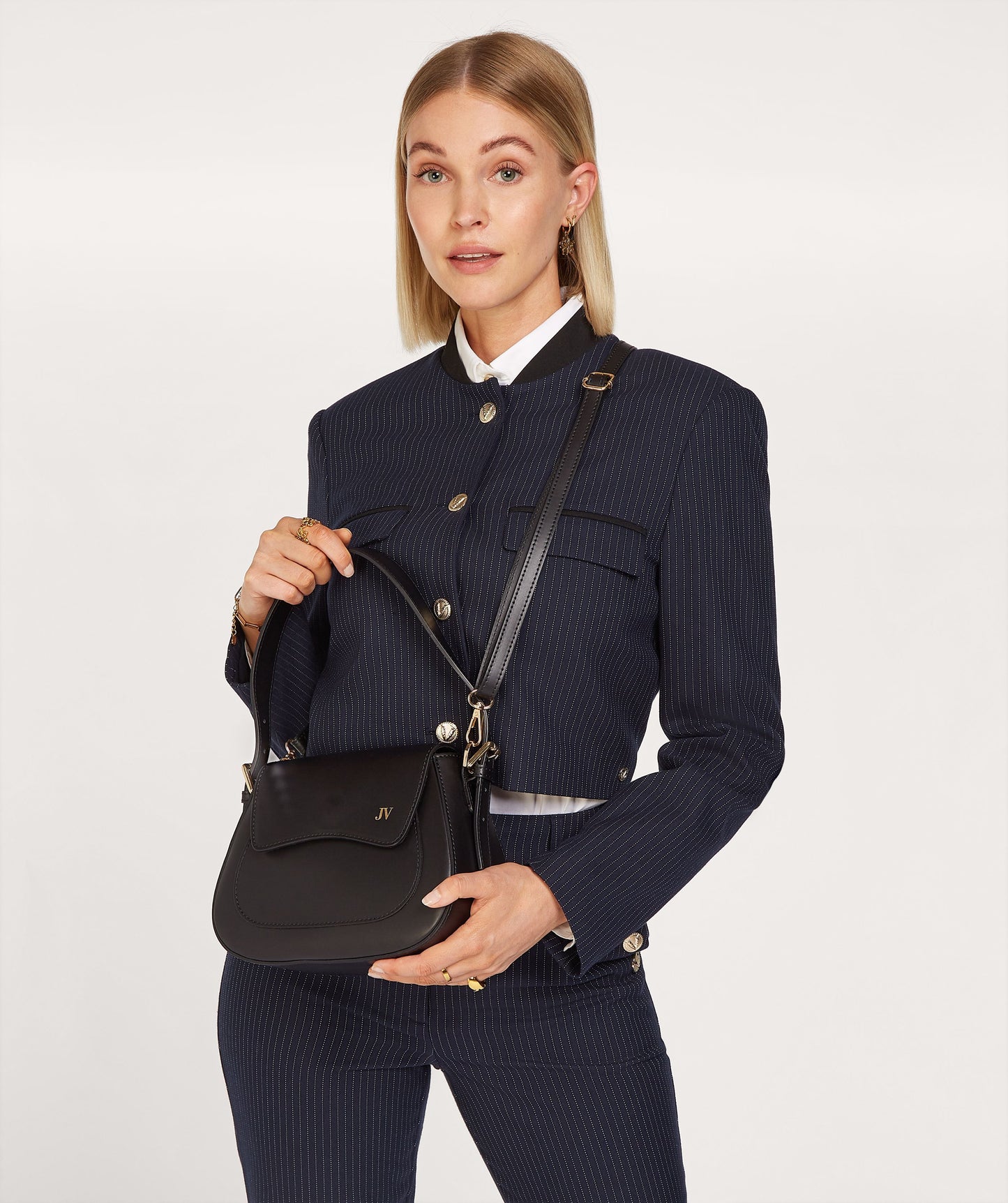 LOUIS cropped blazer with pinstripe - midnight blue