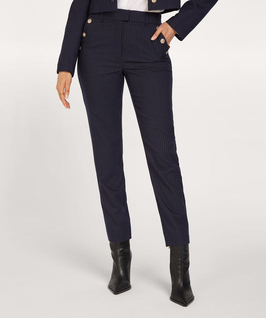 SECILIA mid rise slim tailored pants - midnight blue