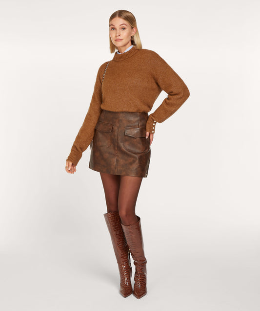 SEMMY high rise fitted mini skirt - mocha brown