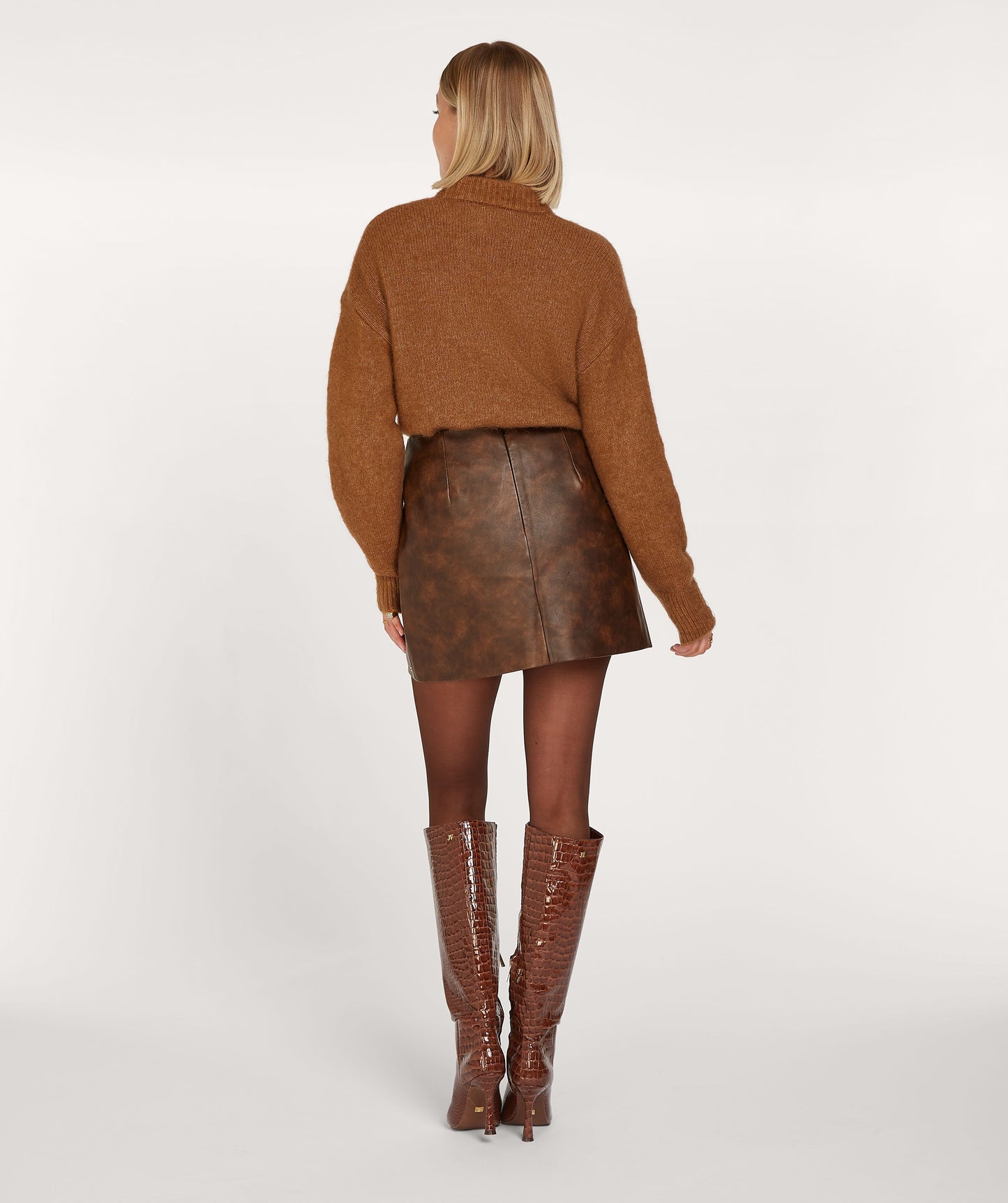 SEMMY high rise fitted mini skirt - mocha brown