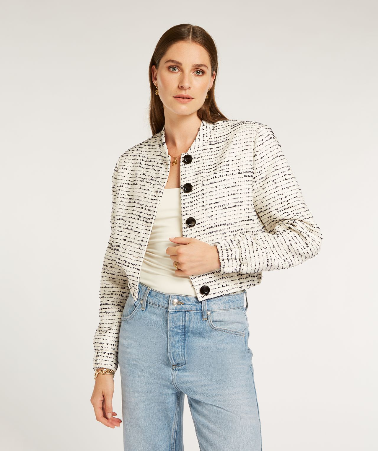 TALULA cropped bomber jacket in bouclé