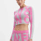 Blusa tricot cropped rosa