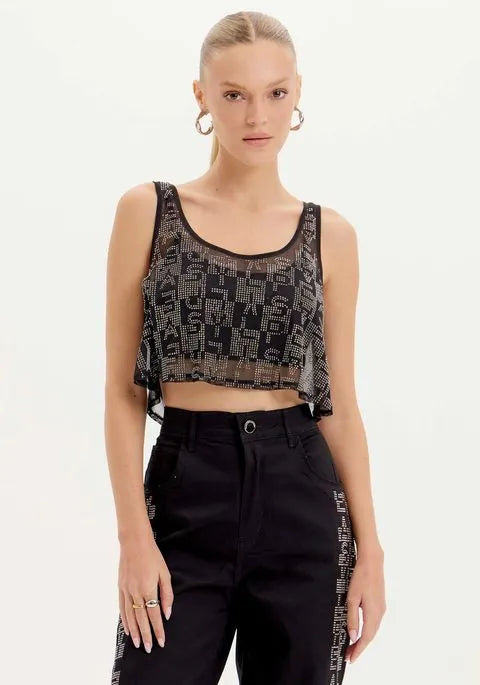 Blusa cropped com termo