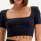 Blusa Cropped Manga Curta