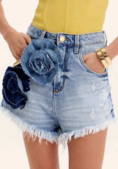 Short hot pants jeans flores