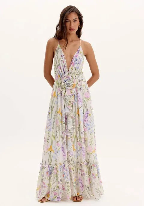 Vestido super midi floral