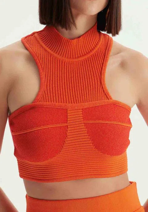 Top Tricot Nadador Gola Alta Laranja